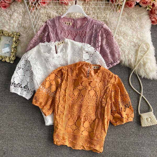 summer puff sleeve blouse women's retro elegant scheming hollowing out sweet lace short sleeves women shirts blouses 210420, White
summer puff sleeve blouse women's retro elegant scheming hollowing out sweet lace short sleeves women shirts blouses 210420, White