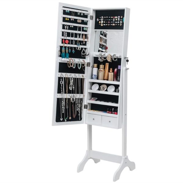 full mirror wooden floor standing 4-layer shelf with inner 2 drawer jewelry storage adjustable cabinet - white cosmetic bags & cases
full mirror wooden floor standing 4-layer shelf with inner 2 drawer jewelry storage adjustable cabinet - white cosmetic bags & cases