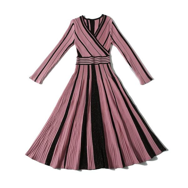 casual dresses elegant temperament slim stripes women dress 2021 autumn and winter v-neck long sleeve a-line knitwear female, Black;gray
casual dresses elegant temperament slim stripes women dress 2021 autumn and winter v-neck long sleeve a-line knitwear female, Black;gray