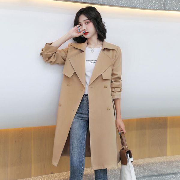 women's wool & blends fall 2021 fashionable korean style temperament waist-controlled slimming mid-length trench coat, Black
women's wool & blends fall 2021 fashionable korean style temperament waist-controlled slimming mid-length trench coat, Black