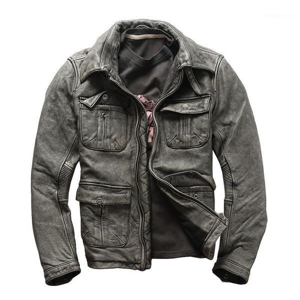 vintage grey men safari leather jacket plus size xxxxl genuine thick cowhide spring natural coat men's & faux, Black
vintage grey men safari leather jacket plus size xxxxl genuine thick cowhide spring natural coat men's & faux, Black