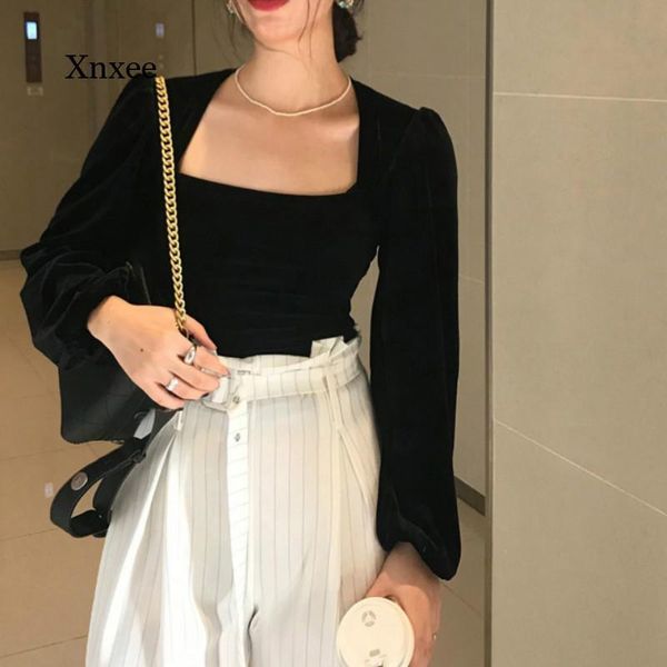 women's t-shirt square collar puff long sleeve shirts french retro gold velet short t shirt solid slim fit temperament autumn spring t, White
women's t-shirt square collar puff long sleeve shirts french retro gold velet short t shirt solid slim fit temperament autumn spring t, White