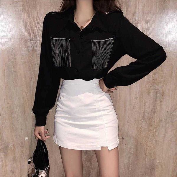 casual long sleeve lapel fringe women's shirt short before harajuku female chic 210601, White
casual long sleeve lapel fringe women's shirt short before harajuku female chic 210601, White
