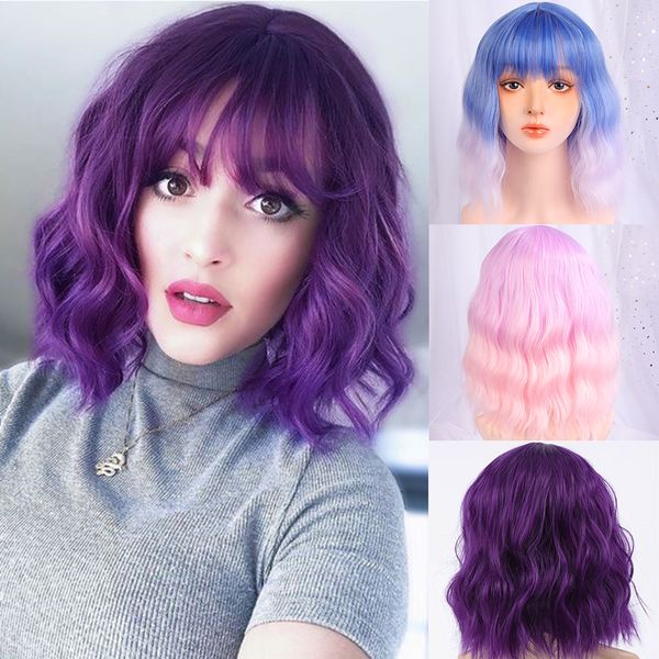 synthetic wigs for women short water wave bob wig with bangs natural black blonde pink lolita cosplay party hair wig
synthetic wigs for women short water wave bob wig with bangs natural black blonde pink lolita cosplay party hair wig