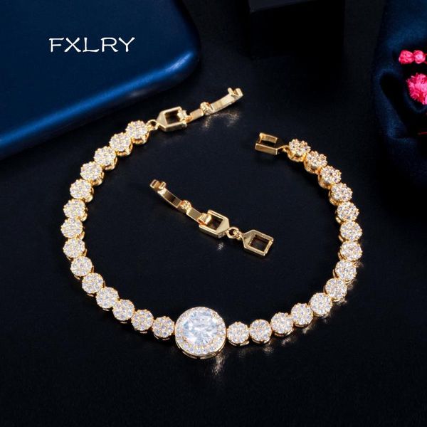 link, chain fxlry white gold color round cubic zirconia bracelet for women wedding party jewelry, Black
link, chain fxlry white gold color round cubic zirconia bracelet for women wedding party jewelry, Black