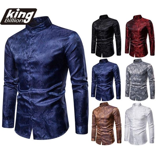men's casual shirts eu size 2021 fashion henry collar design shirt gilded printing long sleeve slim fit social dress, White;black
men's casual shirts eu size 2021 fashion henry collar design shirt gilded printing long sleeve slim fit social dress, White;black