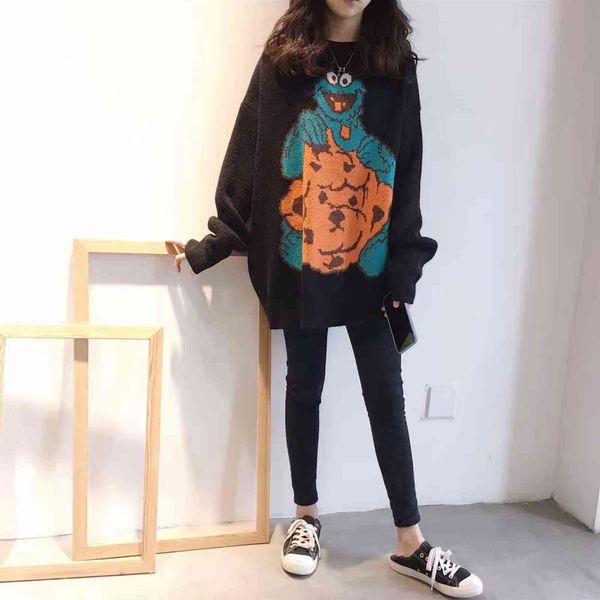 fashion sweater autumn and winter 2021 korean loose large medium long pullover female cartoon frog t-shirt, White;black
fashion sweater autumn and winter 2021 korean loose large medium long pullover female cartoon frog t-shirt, White;black