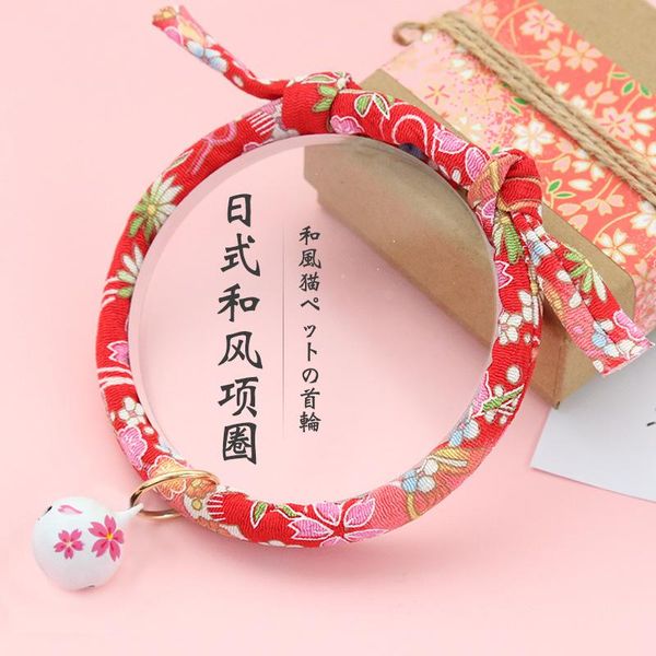 cat collars & leads collar cotton japanese-style adjustable dog pet accessories