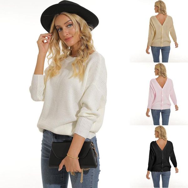 women's knits & tees winter s-3xl oversized cardigan back sweater solid colors round neck knit on the with button, White
women's knits & tees winter s-3xl oversized cardigan back sweater solid colors round neck knit on the with button, White