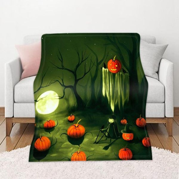 blankets 1pcs halloween home warm sofa blanket hd printed flannel air conditioner horror throw for bedding