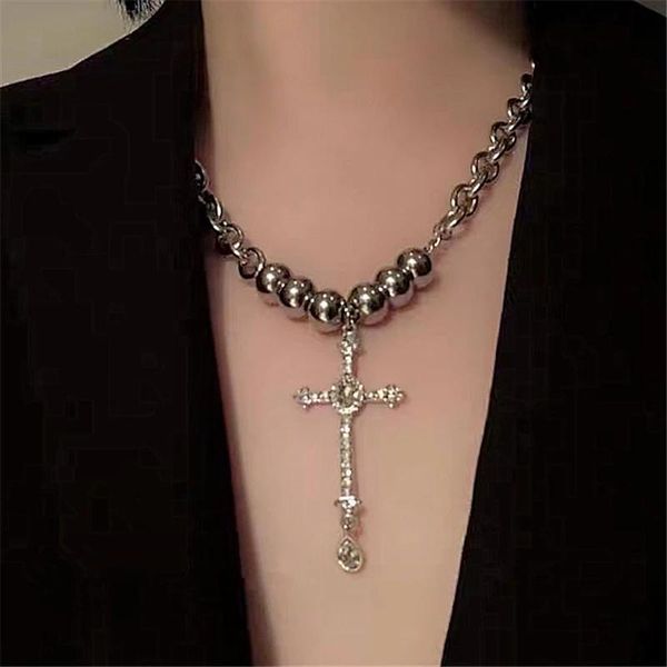 chains aomu trendy punk cross metal rhinestone pendant personality necklace ball clavicle chain for women men party accessories, Silver
chains aomu trendy punk cross metal rhinestone pendant personality necklace ball clavicle chain for women men party accessories, Silver