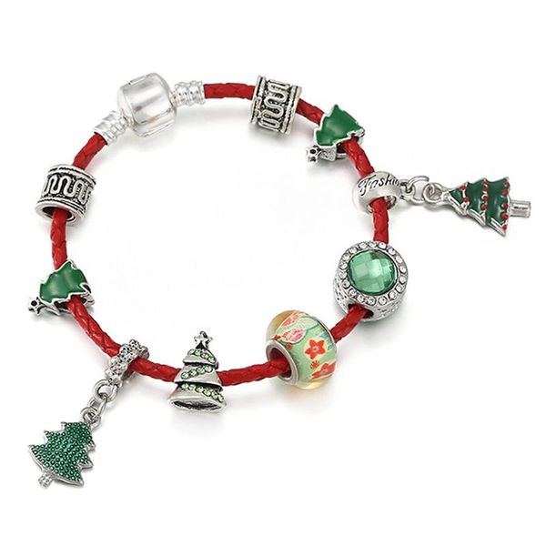 charm bracelets diy femme bracelet silver plated snake chain with christmas tree pendants for women handmake jewelry gift, Golden;silver 
charm bracelets diy femme bracelet silver plated snake chain with christmas tree pendants for women handmake jewelry gift, Golden;silver