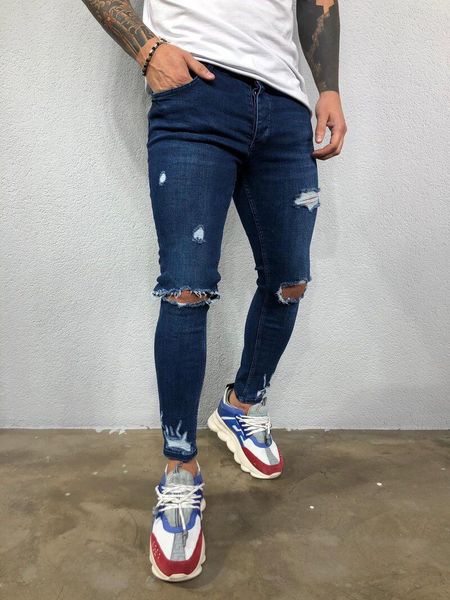 streetwear jeans slim fit denim tousers men's destroyed stretchy pocket zipper pencil pants, Blue
streetwear jeans slim fit denim tousers men's destroyed stretchy pocket zipper pencil pants, Blue