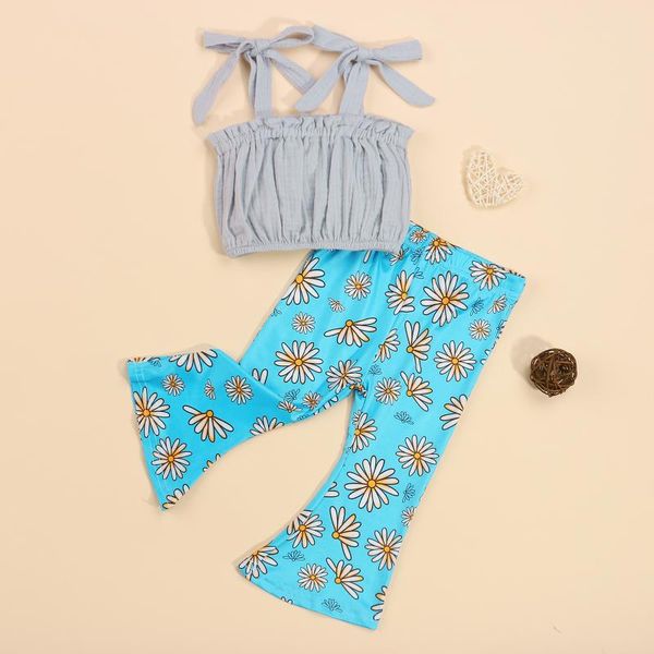 clothing sets 2pcs little girls outfit, sweet style solid color sleeveless short suspender + floral printing long bell-bottomed pants, White
clothing sets 2pcs little girls outfit, sweet style solid color sleeveless short suspender + floral printing long bell-bottomed pants, White