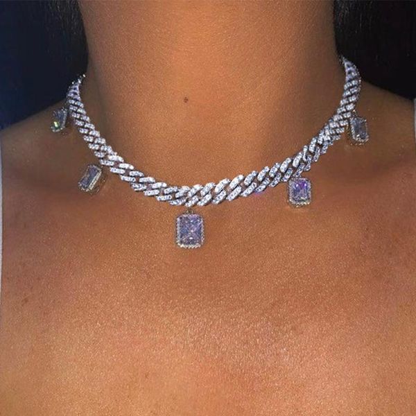 bling crystal hip hop necklace iced out men women baguette jewelry punk choker thick short curb pendant cuban link necklaces, Silver
bling crystal hip hop necklace iced out men women baguette jewelry punk choker thick short curb pendant cuban link necklaces, Silver