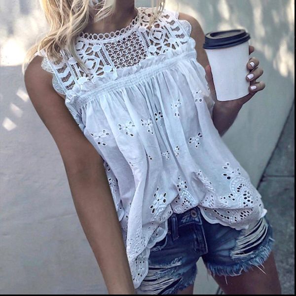 sleeveless hollow out summer womens blouses loose lace patchwork cotton casual o neck solid white blusa 5xl
sleeveless hollow out summer womens blouses loose lace patchwork cotton casual o neck solid white blusa 5xl