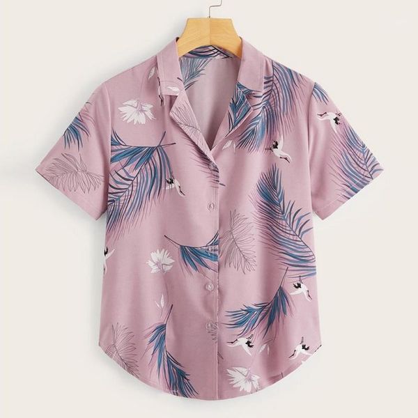 leaves printing women blouse damen blusen lapel short sleeve leisure lady shirt camisas mujer women's blouses & shirts, White
leaves printing women blouse damen blusen lapel short sleeve leisure lady shirt camisas mujer women's blouses & shirts, White