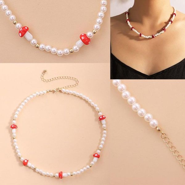 chokers fashion beaded handmade cute pearl stone necklace mushroom chain choker, Golden;silver
chokers fashion beaded handmade cute pearl stone necklace mushroom chain choker, Golden;silver