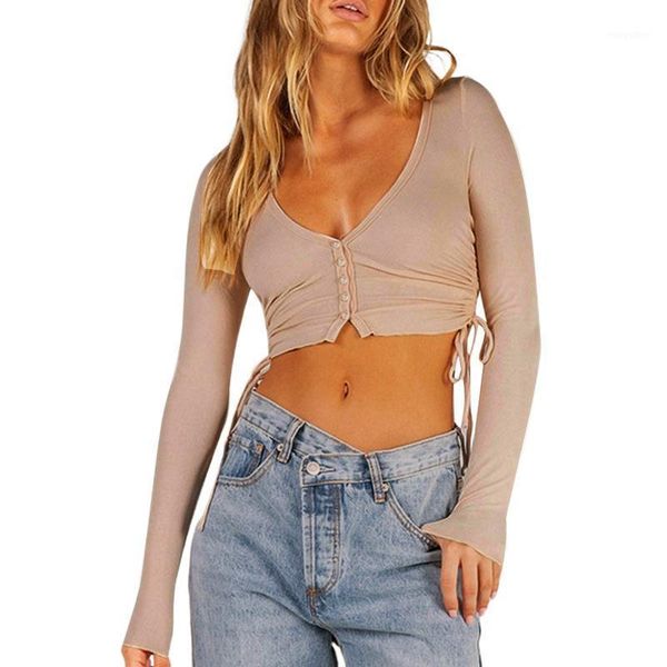 women's knits & tees women\u2021s casual long sleeve v-neck exposed navel cardigan fashion solid color drawstring knitted shirt, White
women's knits & tees women\u2021s casual long sleeve v-neck exposed navel cardigan fashion solid color drawstring knitted shirt, White