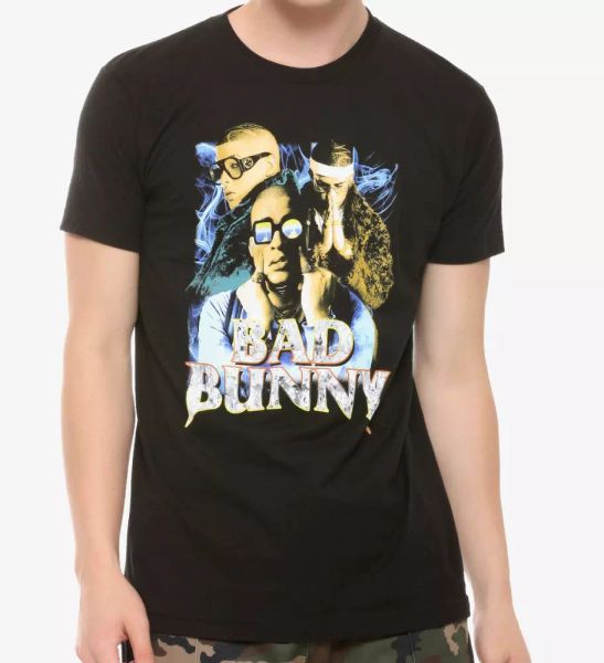 BAD BUNNY TRIPLE PHOTO T-Shirt NEW 100% Authentic & Official, White;black