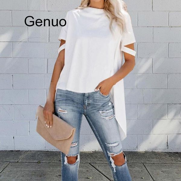 women's t-shirt solid women summer round neck irregular short sleeve t shirt casual tee female vintage streetwear, White
women's t-shirt solid women summer round neck irregular short sleeve t shirt casual tee female vintage streetwear, White