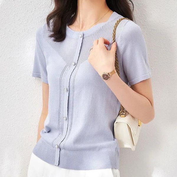 women's knits & tees purple ice silk short-sleeved sweater women summer 2021 fashion short oversized cardigan blue, White
women's knits & tees purple ice silk short-sleeved sweater women summer 2021 fashion short oversized cardigan blue, White