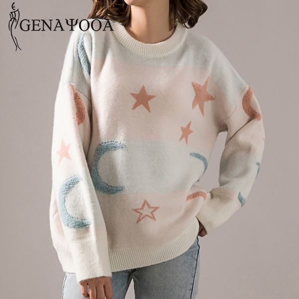 genayooa casual knit harajuku long sleeve o neck soft womens pullover loose ladies jumper autumn sweater print 210417, White;black
genayooa casual knit harajuku long sleeve o neck soft womens pullover loose ladies jumper autumn sweater print 210417, White;black