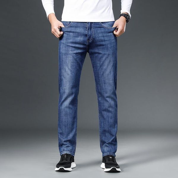 men's jeans slovey 2021 business trendy brand youth stretch summer thin casual trousers, Blue
men's jeans slovey 2021 business trendy brand youth stretch summer thin casual trousers, Blue