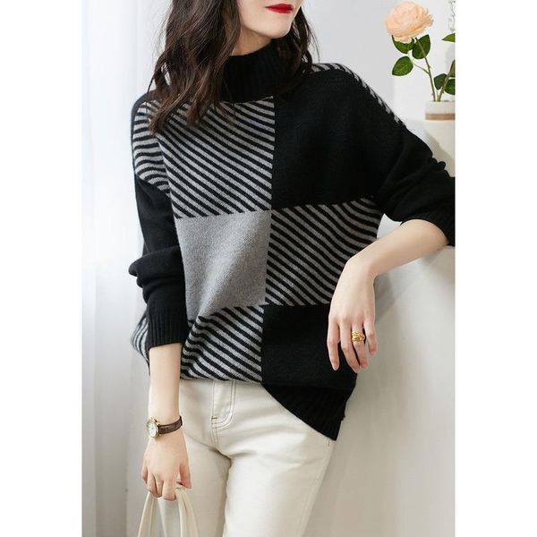 women's sweaters knitted bottoming shirt for fall/winter 2021 korean version of all-match sweater women loose outer wear pullover, White;black
women's sweaters knitted bottoming shirt for fall/winter 2021 korean version of all-match sweater women loose outer wear pullover, White;black