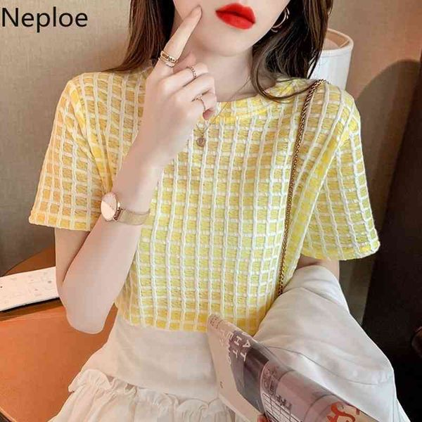 neploe women t shirts summer simple plaid short-sleeve basic shirt korean sweet preppy style o neck tees fresh wild 210422, White
neploe women t shirts summer simple plaid short-sleeve basic shirt korean sweet preppy style o neck tees fresh wild 210422, White