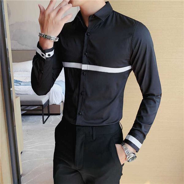 striped men shirts solid color business dress casual shirt long sleeve slim fit chemise homme streetwear social tos camisas 210527, White;black
striped men shirts solid color business dress casual shirt long sleeve slim fit chemise homme streetwear social tos camisas 210527, White;black