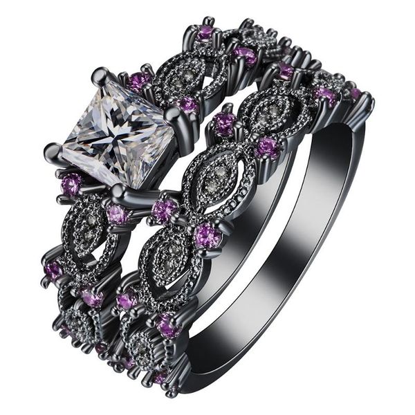luxury women jewelry black gold color purple zircon couple rings for wedding engagement set gifts cluster, Golden;silver
luxury women jewelry black gold color purple zircon couple rings for wedding engagement set gifts cluster, Golden;silver