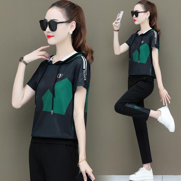 plus size tracksuits summer 2 piece set large camouflage loose short sleeved hooded fashion pants suit women clothing, Black
plus size tracksuits summer 2 piece set large camouflage loose short sleeved hooded fashion pants suit women clothing, Black