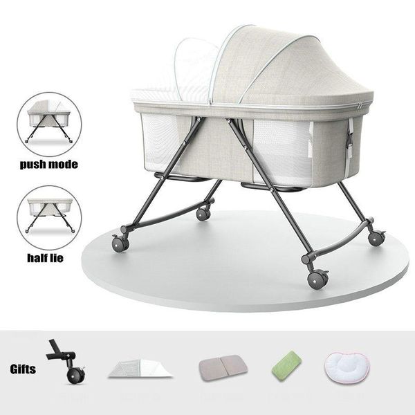 portable travel bed with mosquito net, 4 wheeled baby bassinet, can convert to rocking cradle, simple infant crib cribs 
portable travel bed with mosquito net, 4 wheeled baby bassinet, can convert to rocking cradle, simple infant crib cribs