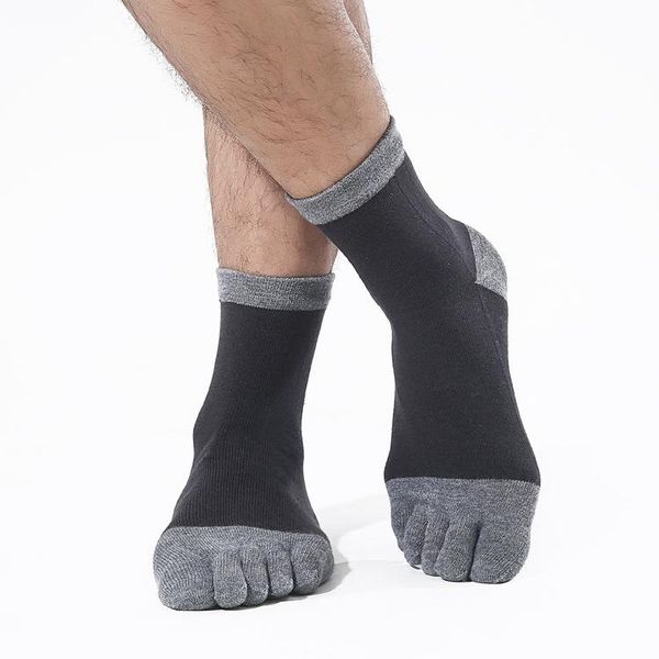 sports socks men's cotton five toe sport outdoor cycling men basketball football breathable, Black