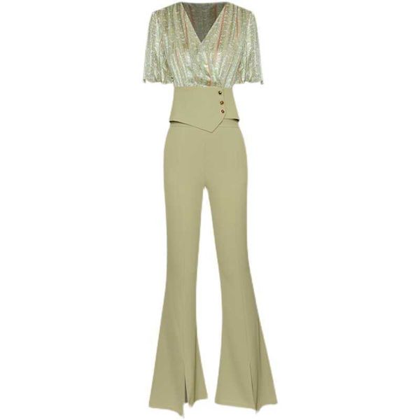 est designer runway suit set women's short sleeve blouse shirt flare pants 210526, White
est designer runway suit set women's short sleeve blouse shirt flare pants 210526, White