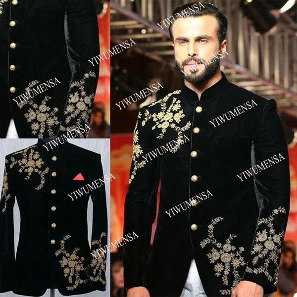men's suits & blazers yiwumensa black velvet gold beaded applique jacket custom made single breasted high collar coat groom blazer tuxe, White;black
men's suits & blazers yiwumensa black velvet gold beaded applique jacket custom made single breasted high collar coat groom blazer tuxe, White;black