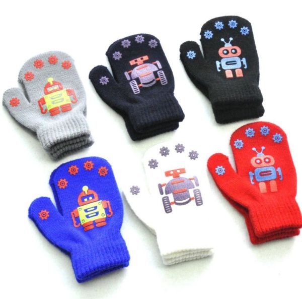 kids winter gloves, children fun robot design cute glove for boys & girls, White 
kids winter gloves, children fun robot design cute glove for boys & girls, White