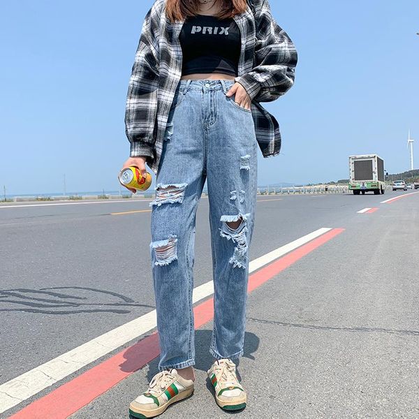 women's jeans ripped summer thin straight loose high waist 2021 versatile personality non-elastic ankle-length, Blue
women's jeans ripped summer thin straight loose high waist 2021 versatile personality non-elastic ankle-length, Blue