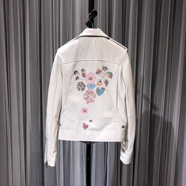 women's leather & faux 2022 spring genuine jacket women luxury embroidery sheepskin biker short coat streetwear lapel zipper white oute, Black
women's leather & faux 2022 spring genuine jacket women luxury embroidery sheepskin biker short coat streetwear lapel zipper white oute, Black