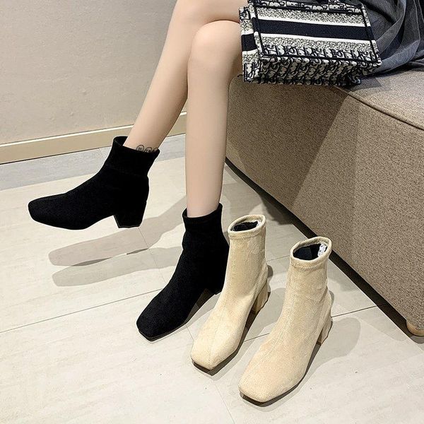 boots solid flock slip on short ankle for women 2021 winter shoes woman square high heels botas mujer, Black
boots solid flock slip on short ankle for women 2021 winter shoes woman square high heels botas mujer, Black
