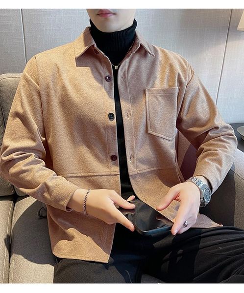men's casual shirts woolen long-sleeved shirts, thin jackets, and handsome thick warm jackets for autumn winter, White;black
men's casual shirts woolen long-sleeved shirts, thin jackets, and handsome thick warm jackets for autumn winter, White;black