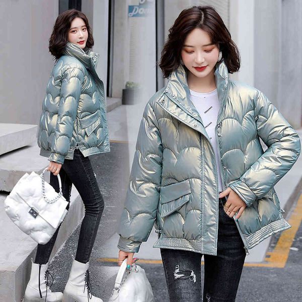 season bright face down cotton padded jacket women's short small winter, Black