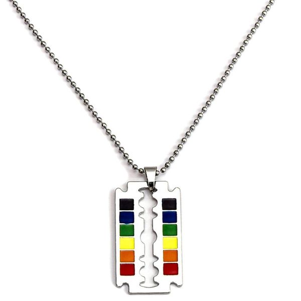 rainbow love double pendant men's color blade necklace alloy tag bead chain homosexual jewelry necklaces, Silver
rainbow love double pendant men's color blade necklace alloy tag bead chain homosexual jewelry necklaces, Silver