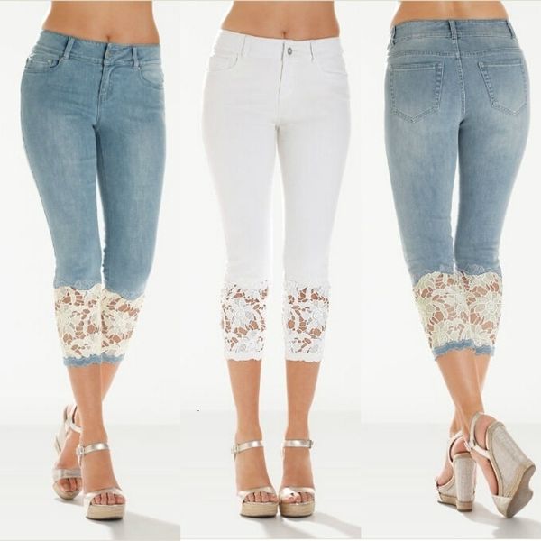 women's summer women light blue denim crochet lace ny legs stretch pencil jeans short 5 colors
women's summer women light blue denim crochet lace ny legs stretch pencil jeans short 5 colors