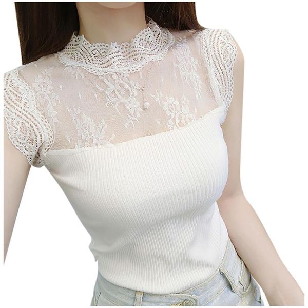 fashion women casual sleeveless vest o-neck floral lace patchwork t-shirts sweet slim solid color wild short sleeve tee women's t-s, White
fashion women casual sleeveless vest o-neck floral lace patchwork t-shirts sweet slim solid color wild short sleeve tee women's t-s, White