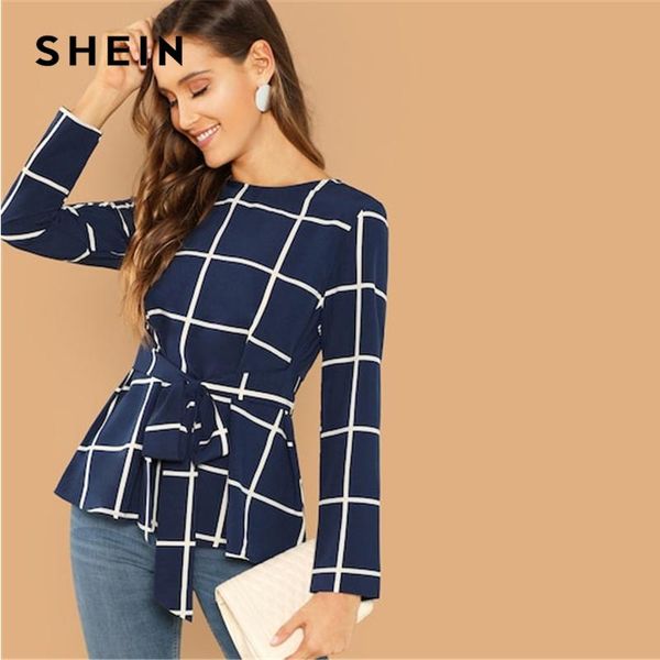 women's blouses & shirts shein weekend casual modern lady navy self belted grid round neck long sleeve plaid pullovers women autumn pla, White
women's blouses & shirts shein weekend casual modern lady navy self belted grid round neck long sleeve plaid pullovers women autumn pla, White