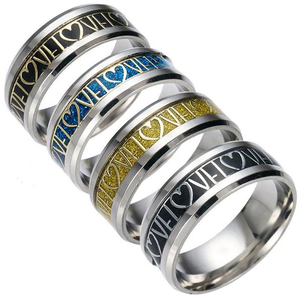 jewelry european american love letters ring couple original ornament engagement wedding stainless steel rings, Slivery;golden
jewelry european american love letters ring couple original ornament engagement wedding stainless steel rings, Slivery;golden