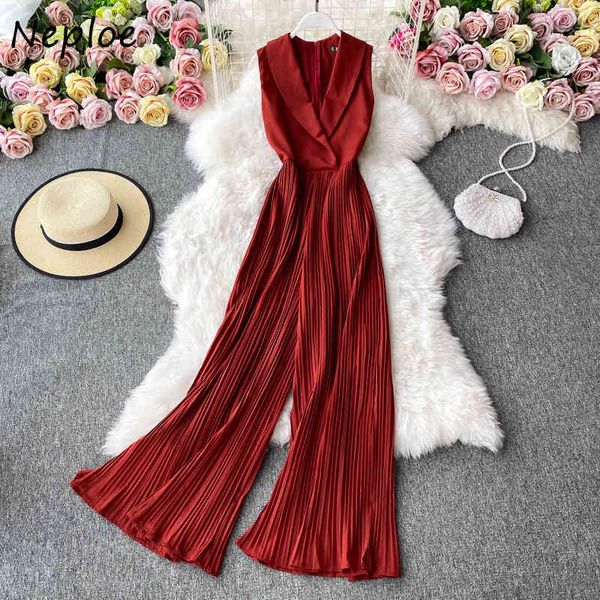 neploe chic sashes slim waist turn-down collar bodysuit vintage solid color jumpsuit pleated flared wide leg pants women 210423, Black;white
neploe chic sashes slim waist turn-down collar bodysuit vintage solid color jumpsuit pleated flared wide leg pants women 210423, Black;white