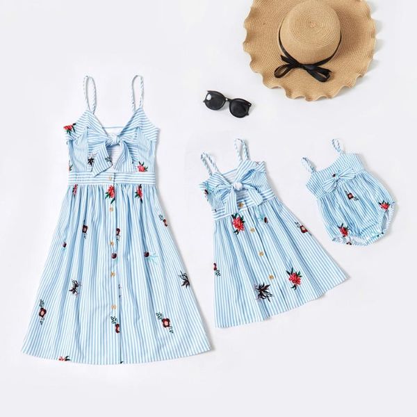 family matching outfits liligirl mother and daughter dress mommy me floral striped suspender skirt baby girl summer clothes, Blue 
family matching outfits liligirl mother and daughter dress mommy me floral striped suspender skirt baby girl summer clothes, Blue